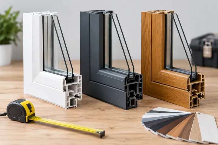 Kunststof kozijnprofielen in wit, antraciet en houtnerf
