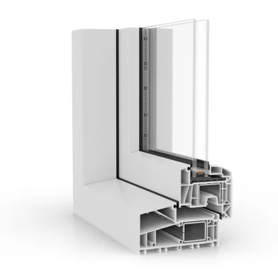 Doorsnede kunststof kozijn Basis, 65 mm blokprofiel